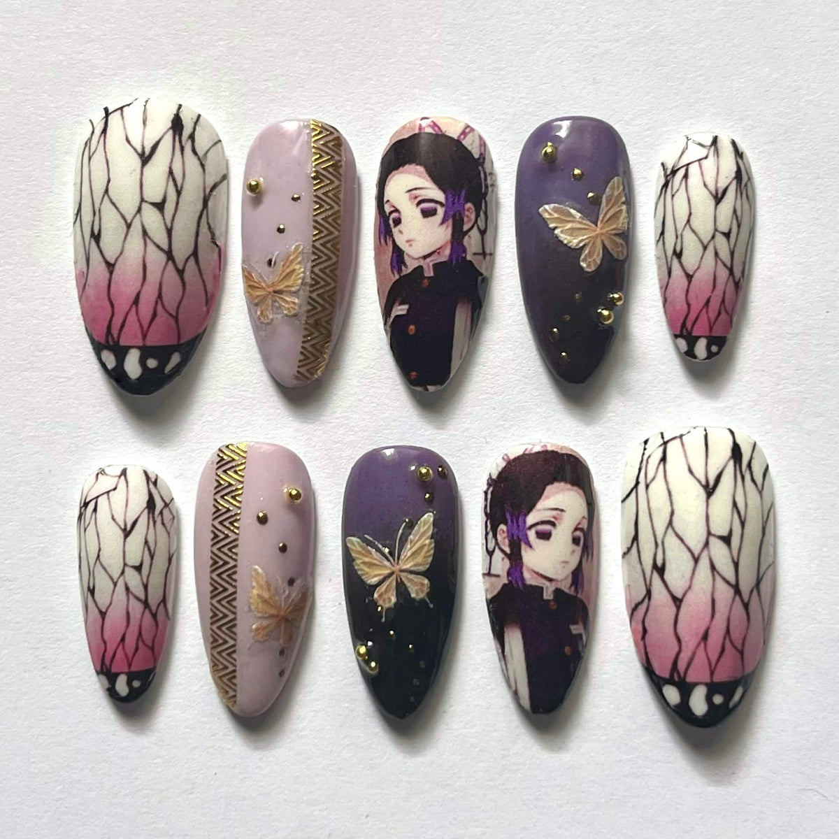 Demon Slayer Shinobu Kocho press-on nails