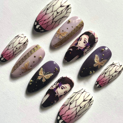 Demon Slayer Shinobu Kocho press-on nails