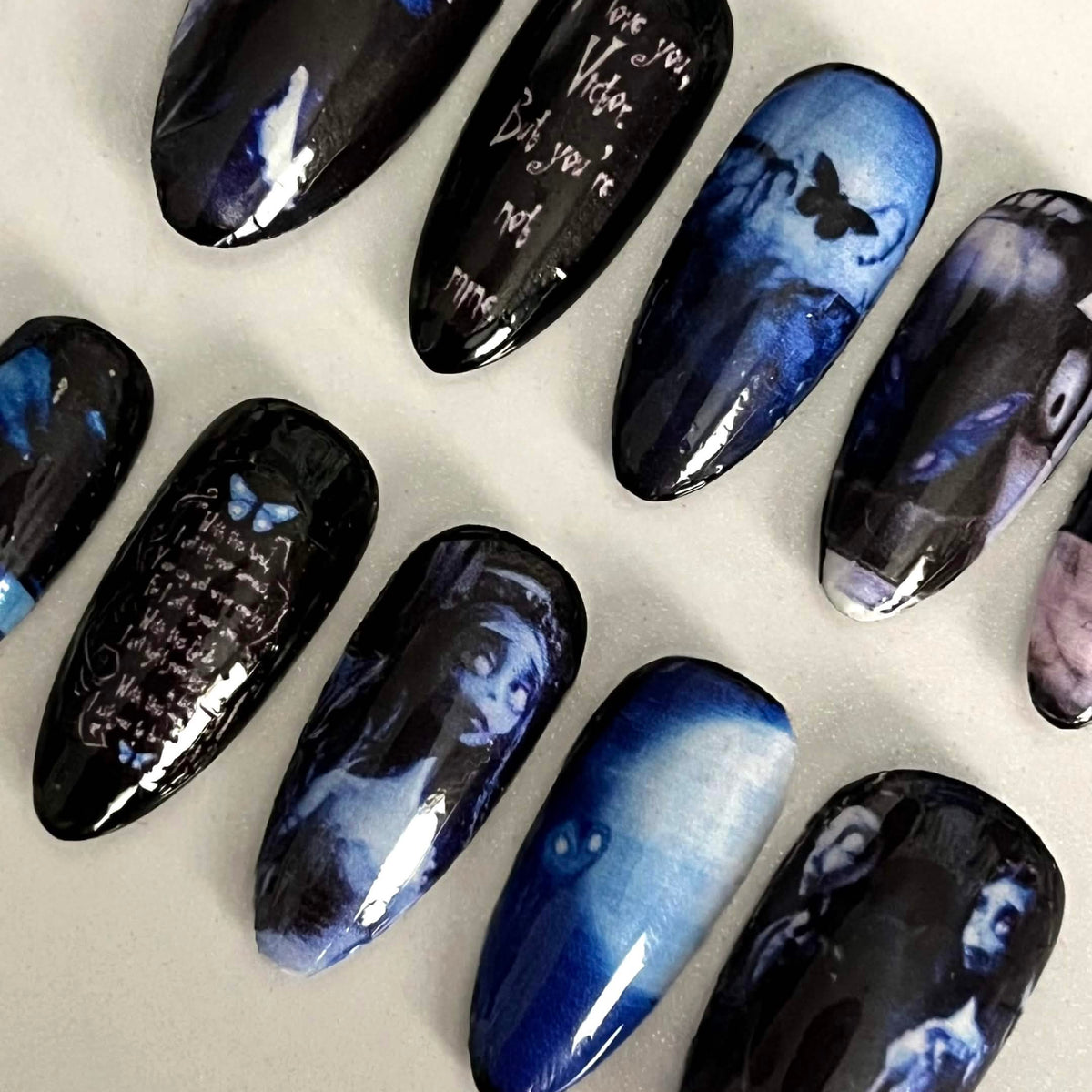 Corpse Bride press-on nails