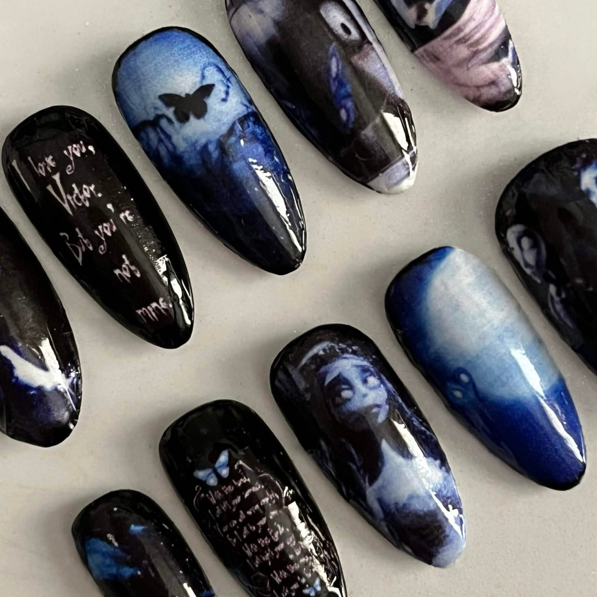 Corpse Bride press-on nails