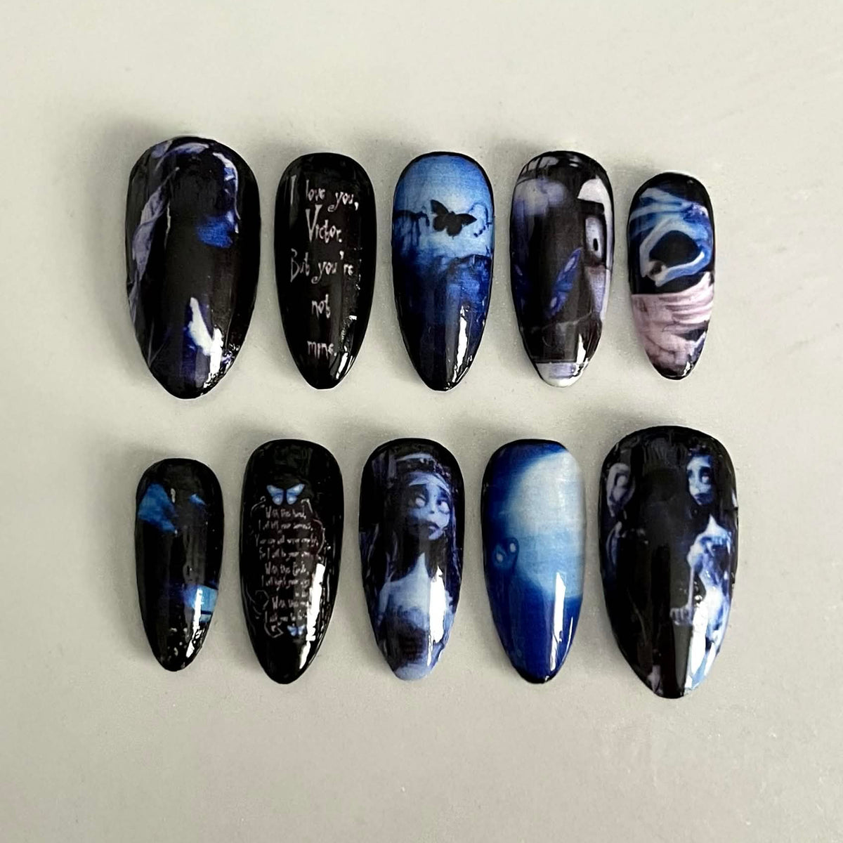 Corpse Bride press-on nails