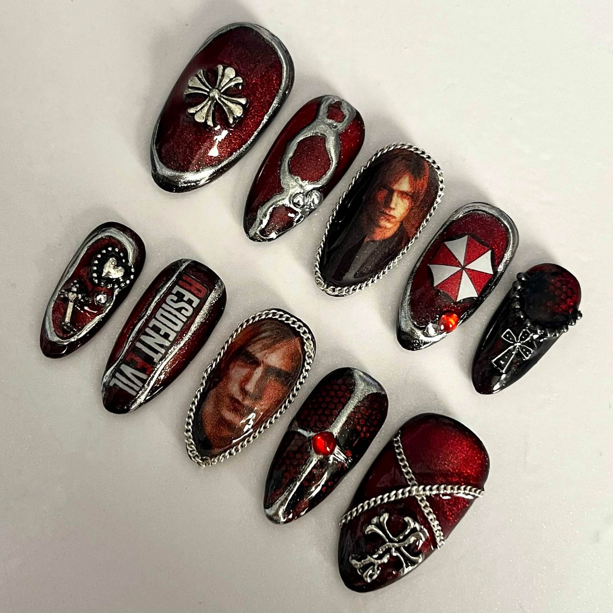 Resident Evil Leon Kennedy press-on nails