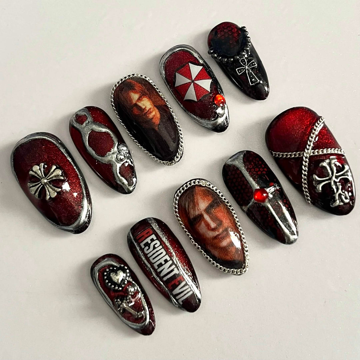 Resident Evil Leon Kennedy press-on nails