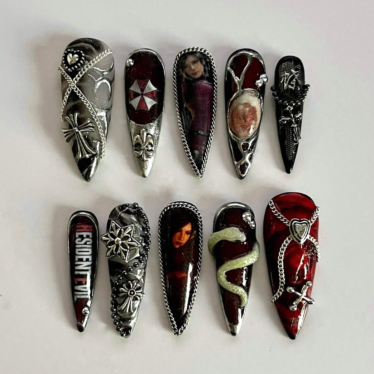 Resident Evil Ada Wong press-on nails
