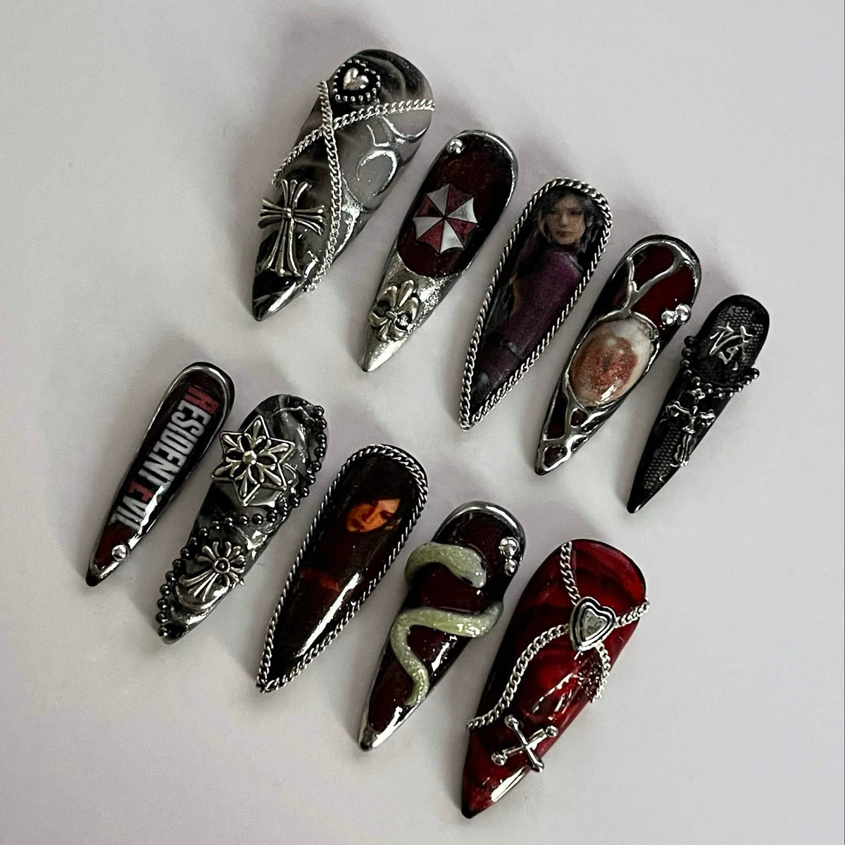Resident Evil Ada Wong press-on nails
