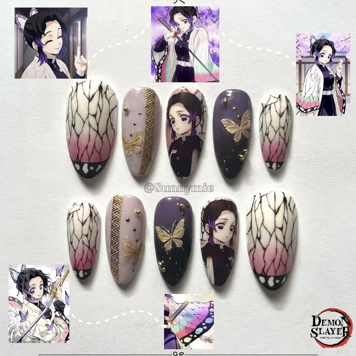 Demon Slayer Shinobu Kocho press-on nails